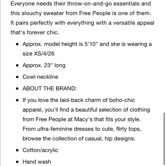 NWOT FREE PEOPLE SWEATER BLACK - Picture 4 of 6